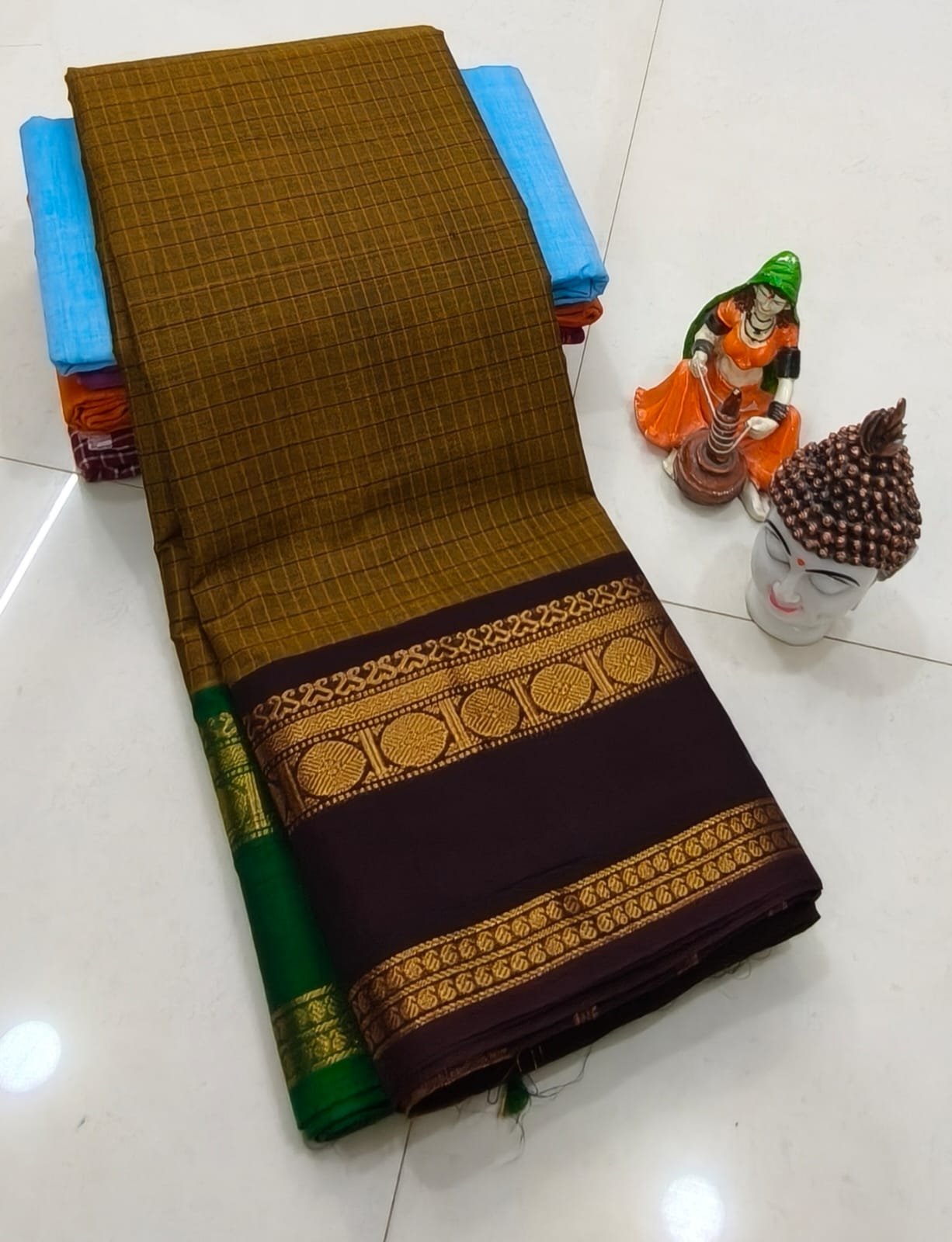 Handcrafted Premium Kanchi Cotton Saree (100 Count)
