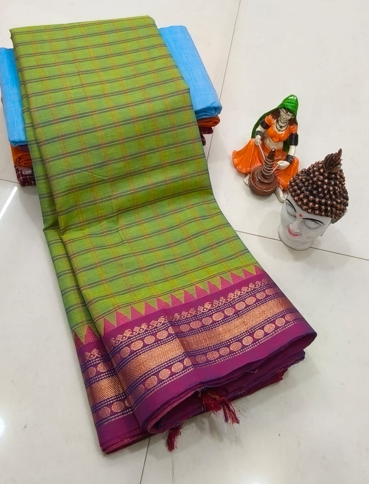 Handcrafted Premium Kanchi Cotton Saree (100 Count)