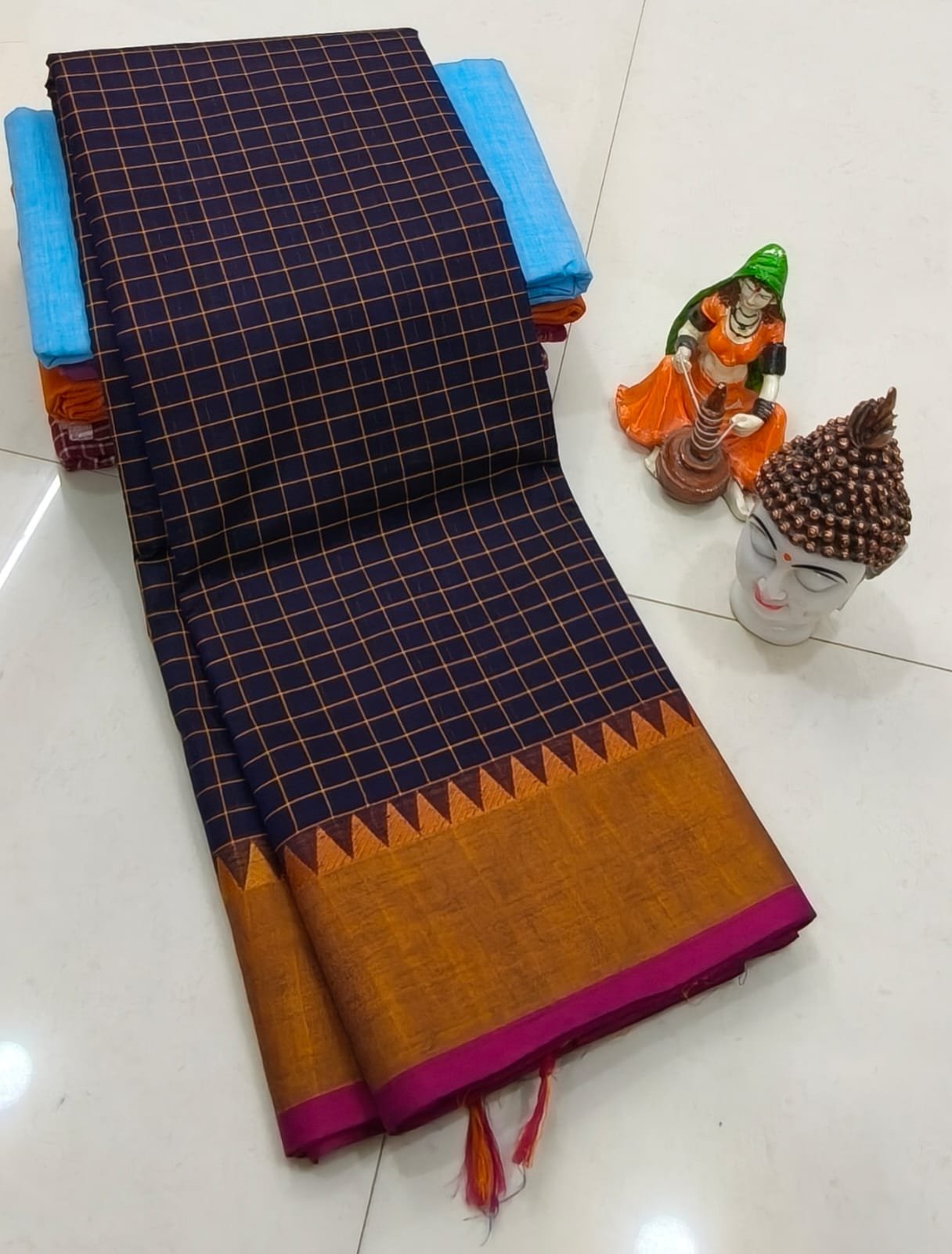 Handcrafted Premium Kanchi Cotton Saree (100 Count)