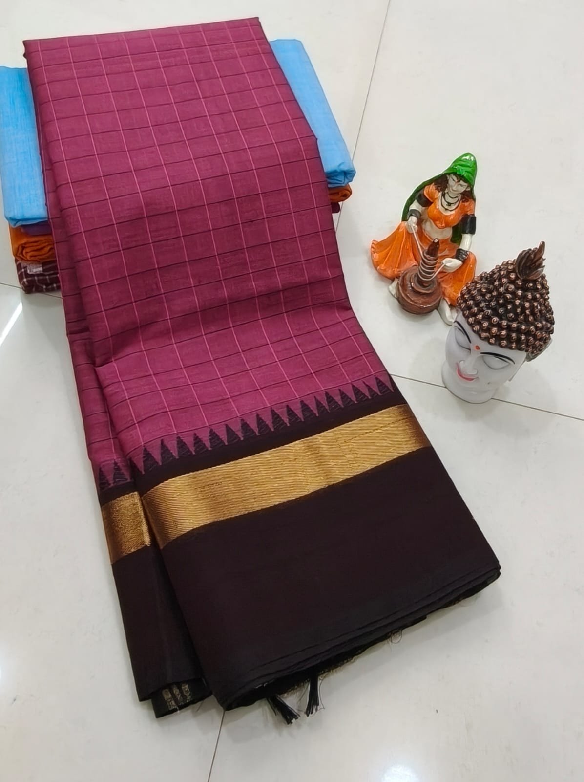 Handcrafted Premium Kanchi Cotton Saree (100 Count)