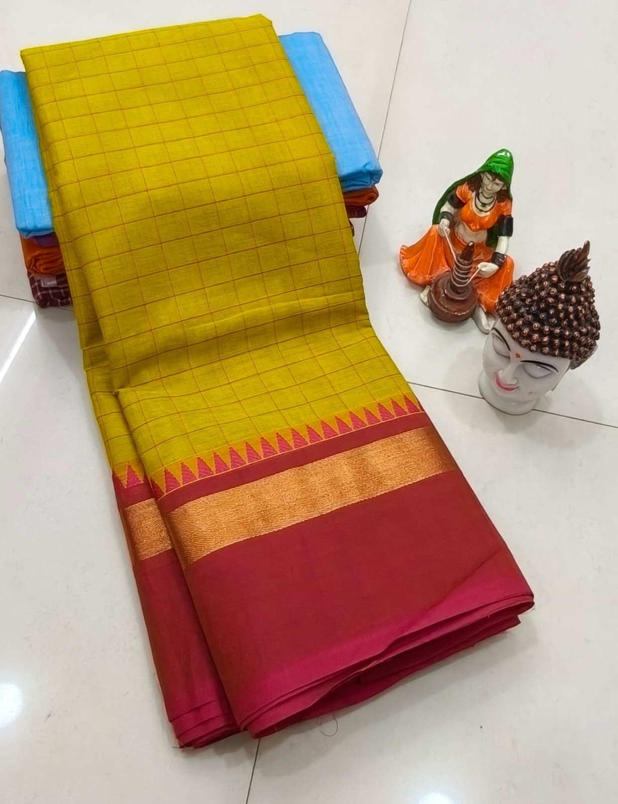 Handcrafted Premium Kanchi Cotton Saree (100 Count)