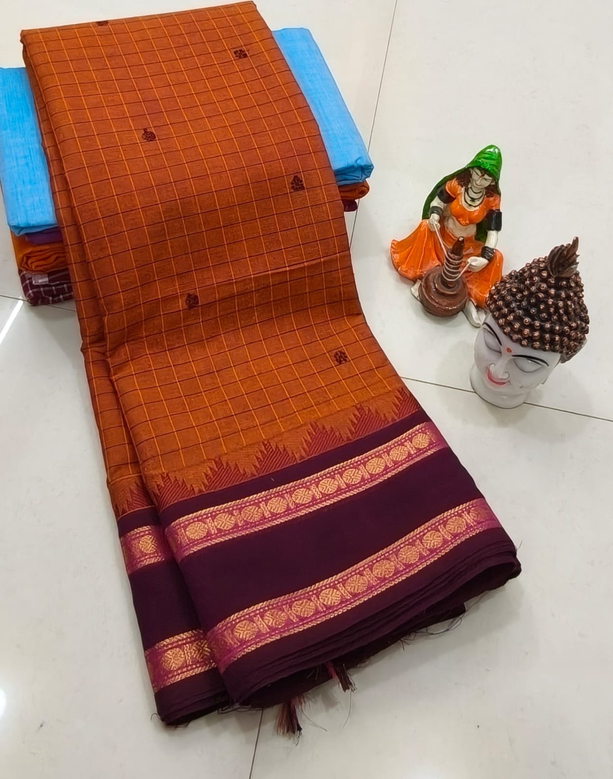 Handcrafted Premium Kanchi Cotton Saree (100 Count)