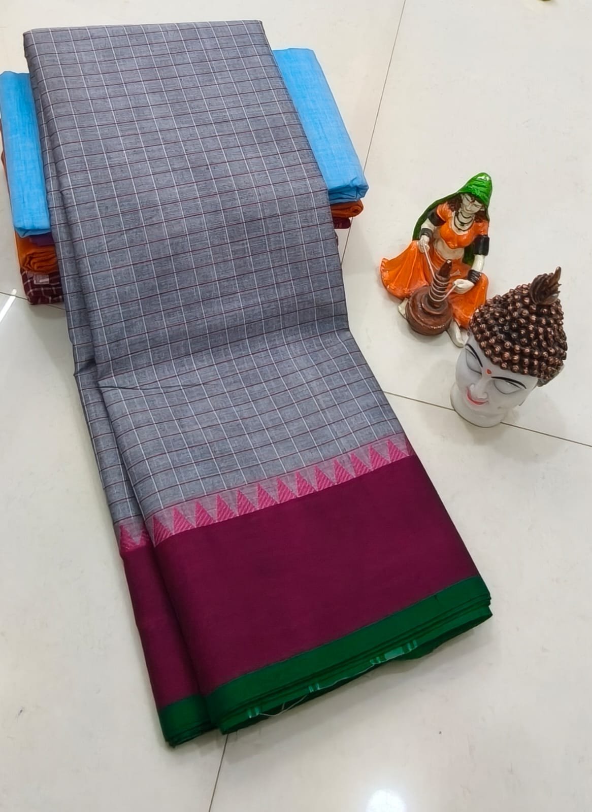 Handcrafted Premium Kanchi Cotton Saree (100 Count)